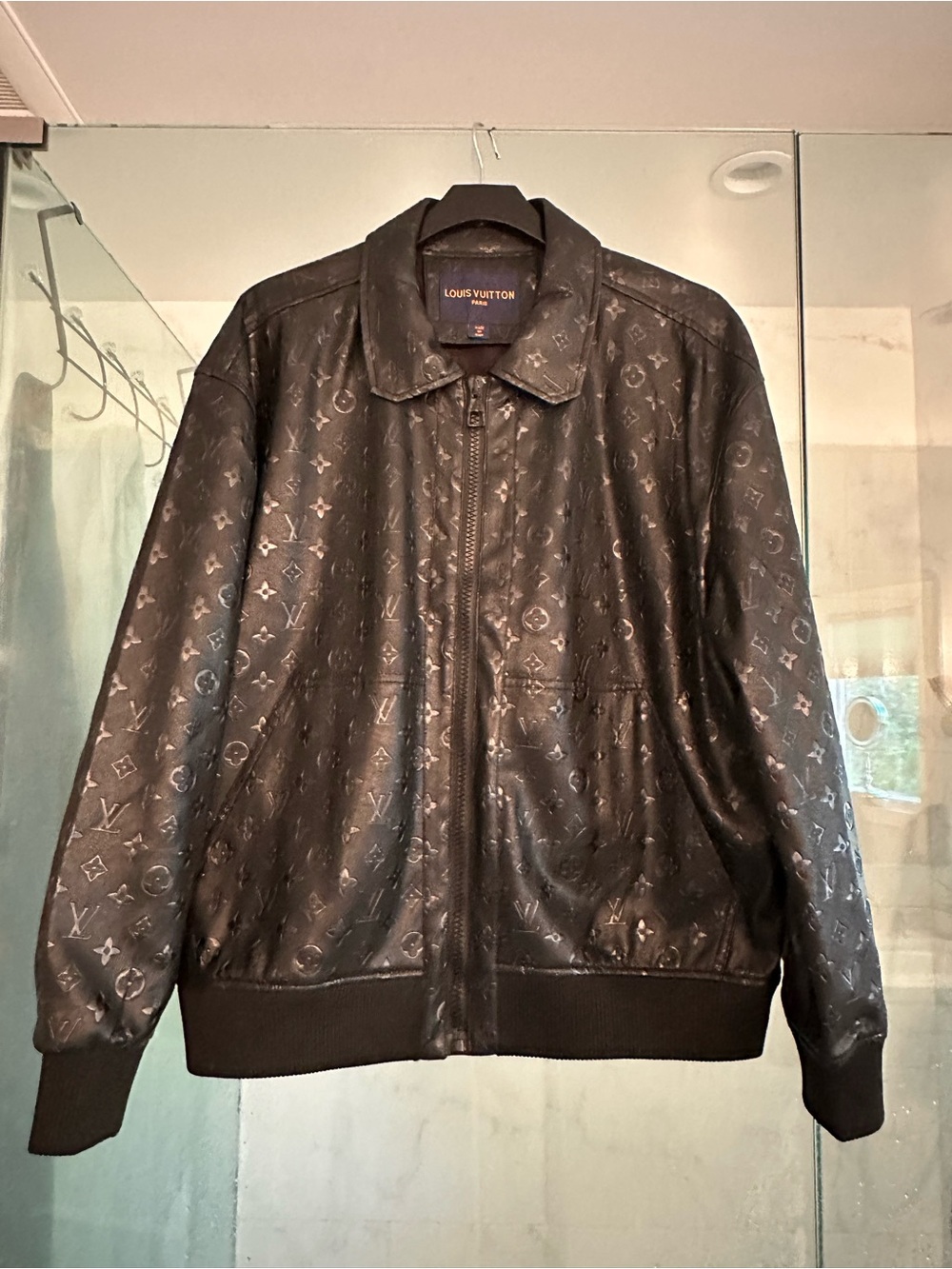 Louis Vuitton Black Monogram Leather Bomber Jacket